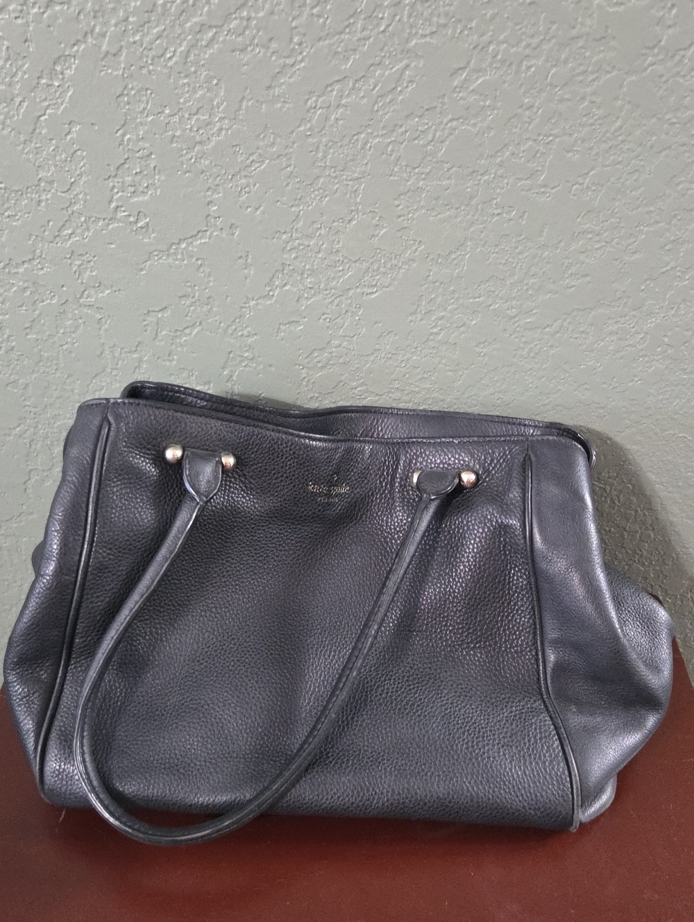 Black Leather Tote Bag with Dual Handles